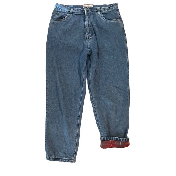 VTG. 90s Burry Lane Jeans‎ Womens 16 Plaid Flannel Lined High Rise Outdoors Camp - Picture 2 of 9
